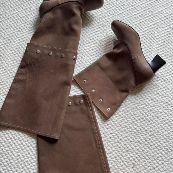 Paloma wool brownsuede leather knee high boots with stud detailing - Picture 4 of 5